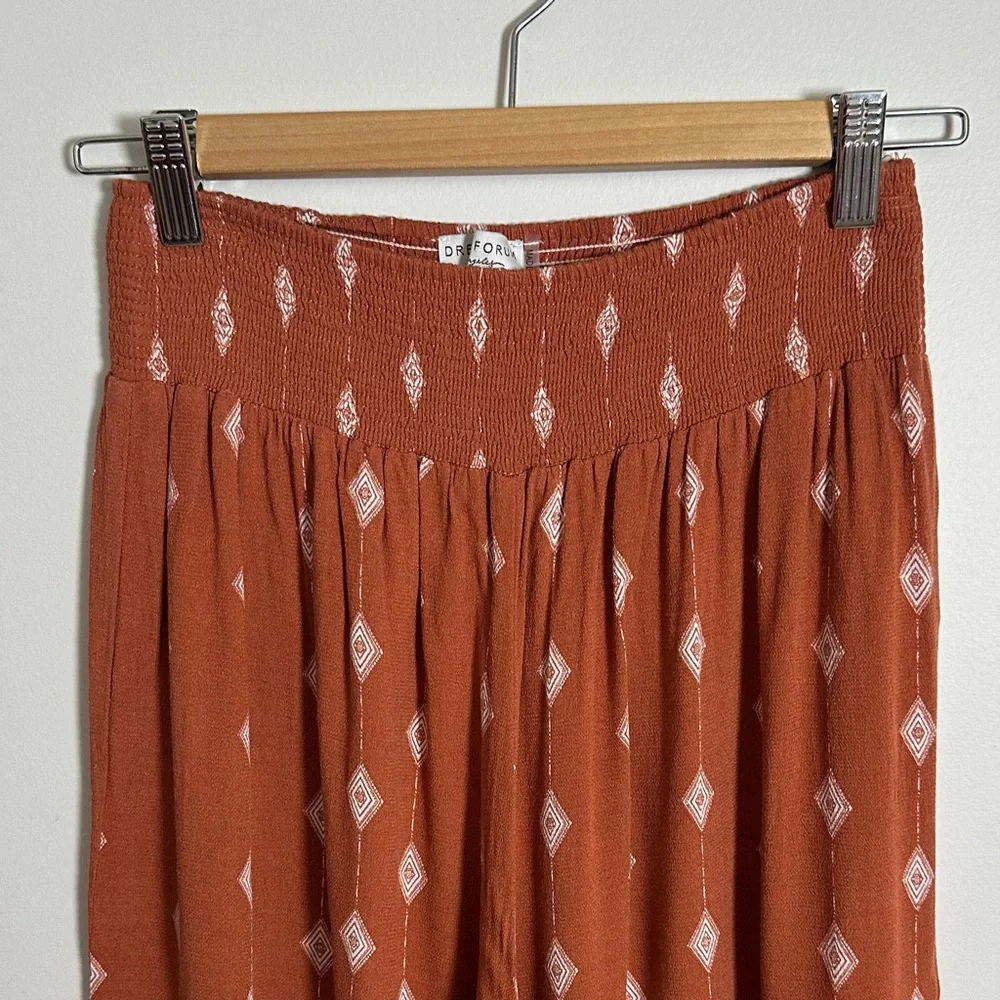 Dress Forum Los Angeles Boho Style Rust Wide Leg Pants Small - Picture 1 of 6